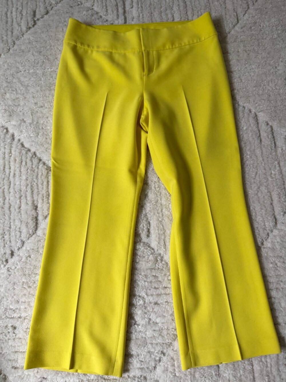 Alice + Olivia Dylan High Waist Wide Leg Flare Trousers Yellow - Size 12